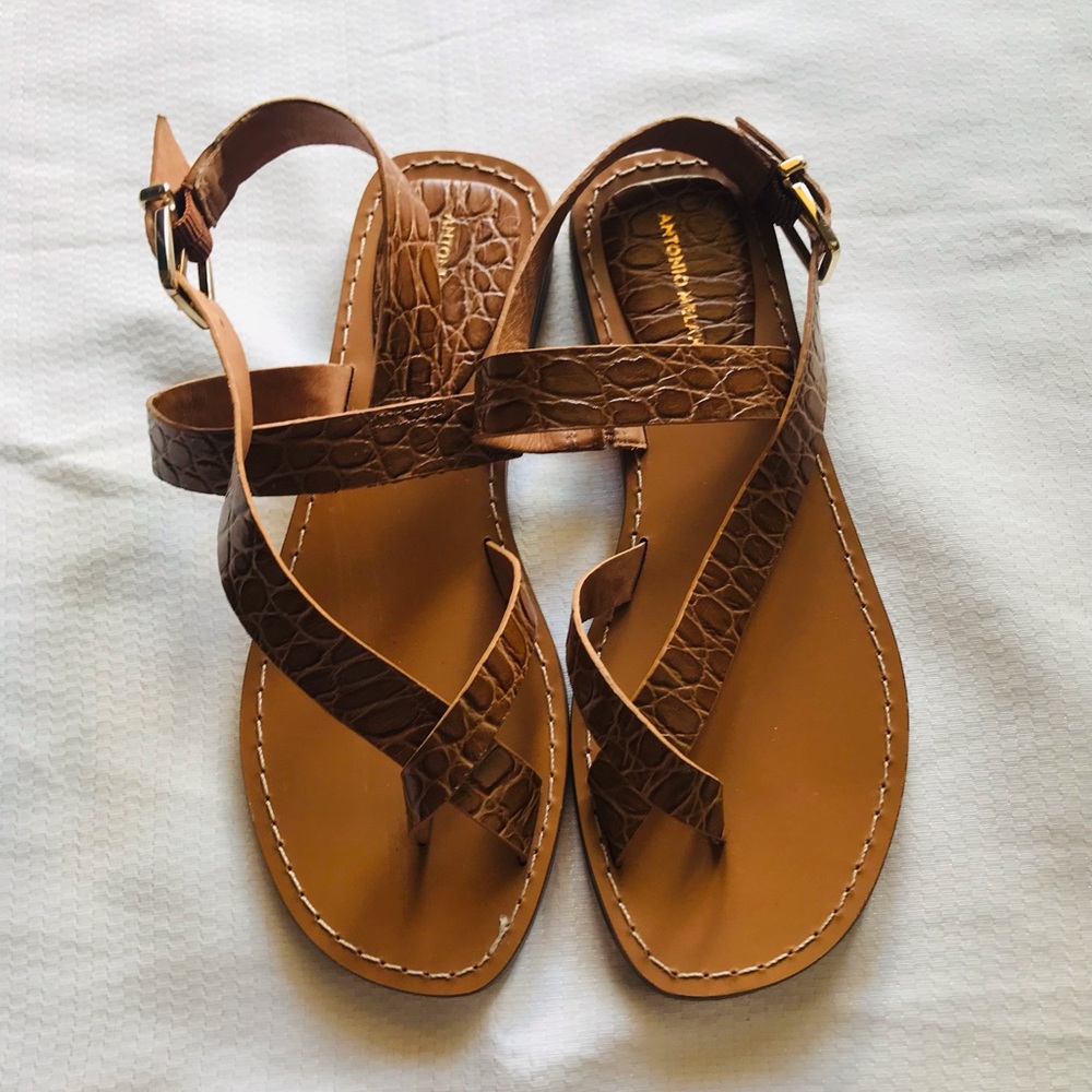 Antonio melani Brown Crocodile Pattern Sandals